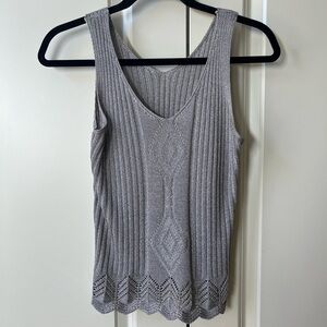 Like New Gray / Silver Cable Crochet Knit tank top, size small